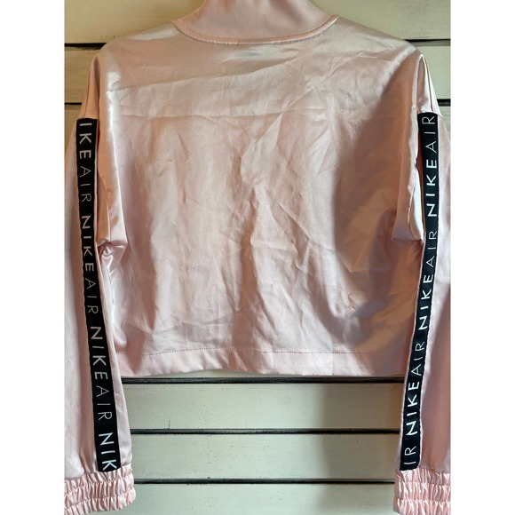 Nike woman’s crop jacket small pink air track satin crop NikeAir sleeve pockets - Picture 6 of 10